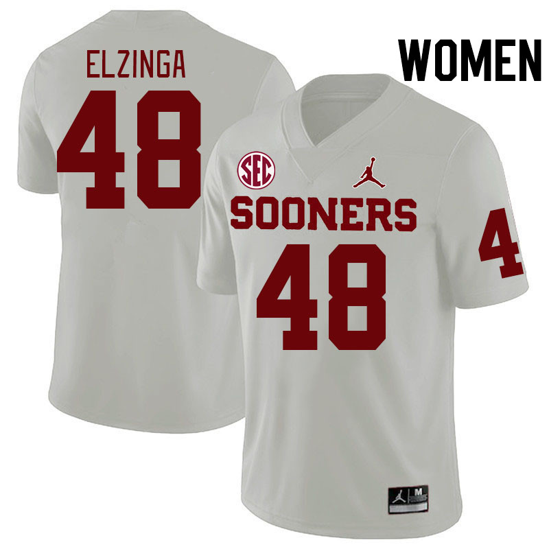 Women #48 Luke Elzinga Oklahoma Sooners 2024 SEC Conference College Football Jerseys-White